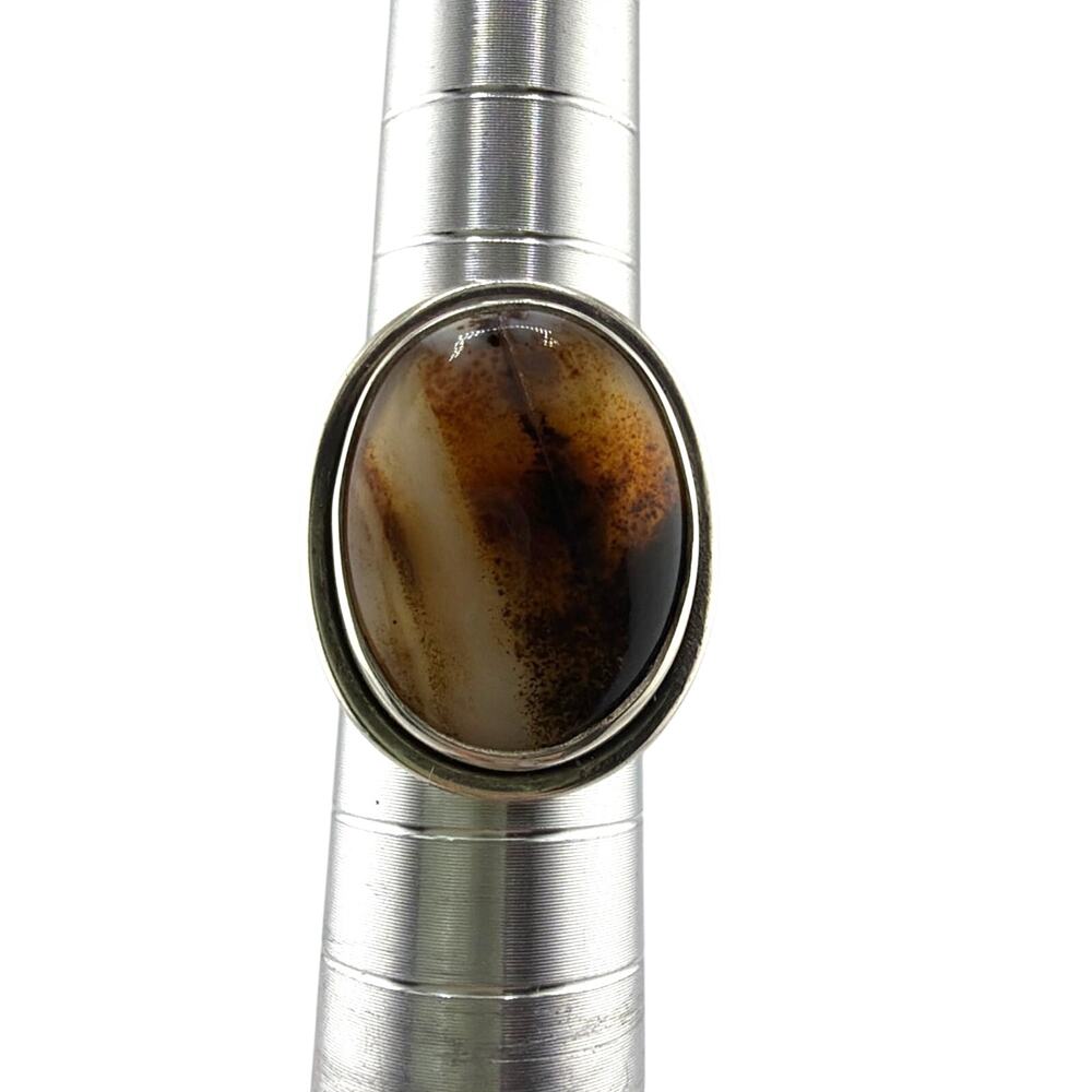 Sterling Silver Dendritic Agate Ring Natural Tree Like Inclusions Artisan 4